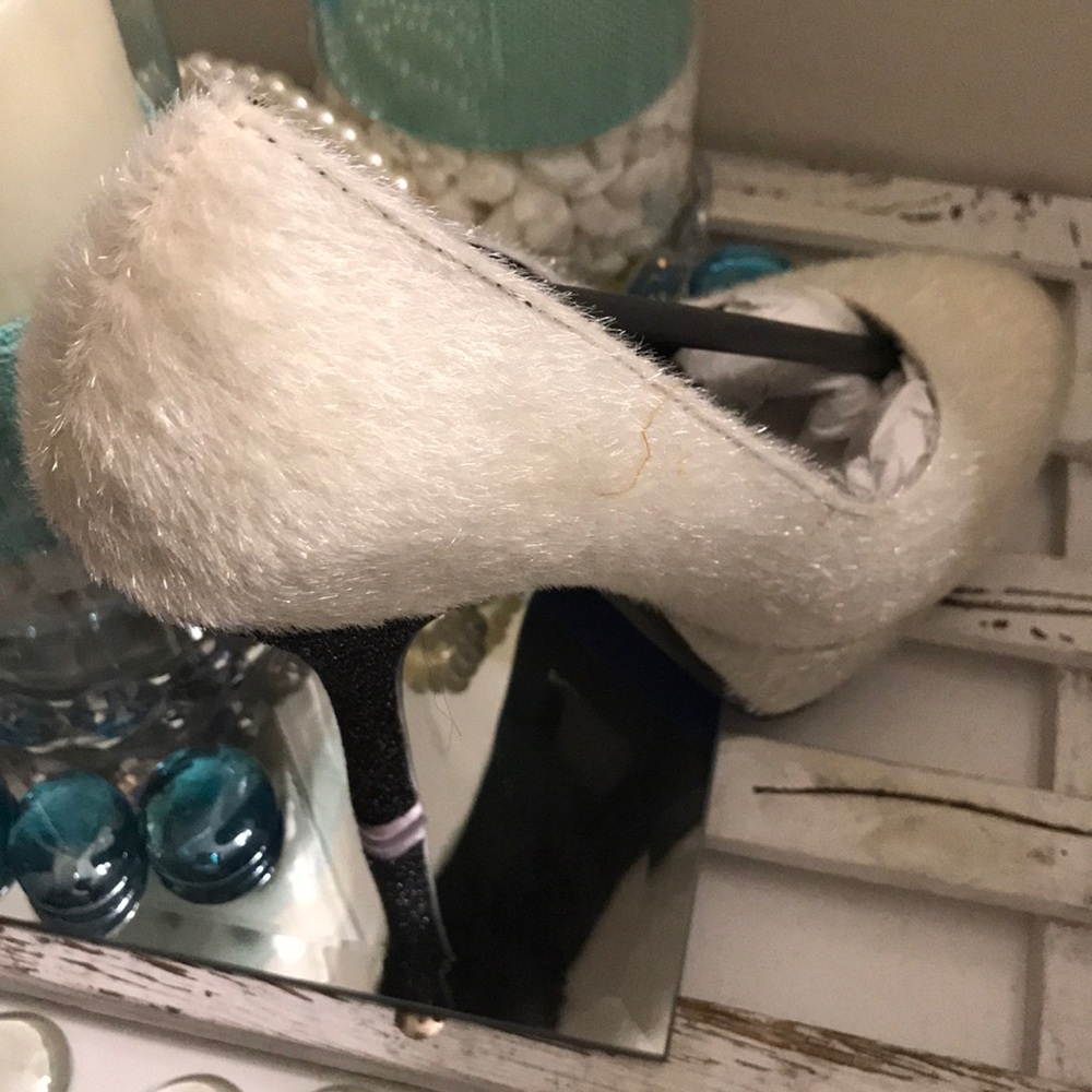 New fur shoes with sparkle heel